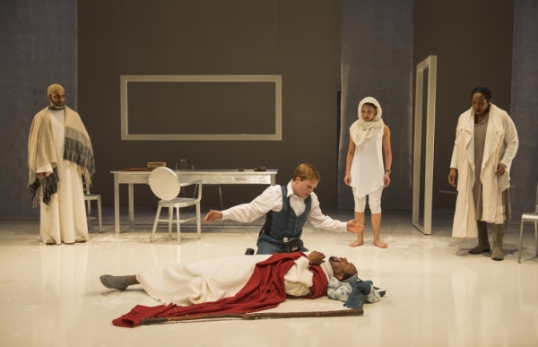 The cast of The Good Book, written and directed by Lisa Peterson, at the Court Theatre.   