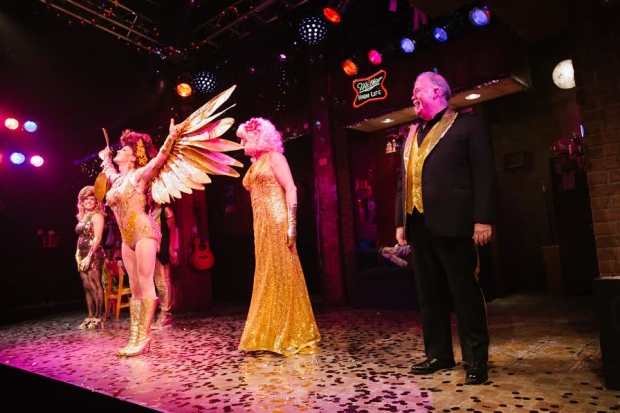 The stars of MCC Theater&#39;s The Legend of Georgia McBride take their opening-night curtain call at the Lucille Lortel Theatre.