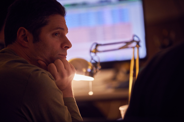 Freaky Friday songwriter Tom Kitt presides over the recording session.