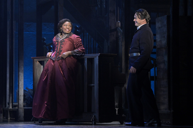 Joaquina Kalukango plays Nelly O&#39;Brien, and Matt Bogart plays Willie O&#39;Brien in Paradise Square on Broadway.