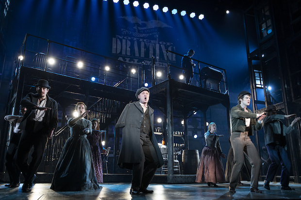 The cast of Paradise Square performs a production number set around the 1863 draft riots.