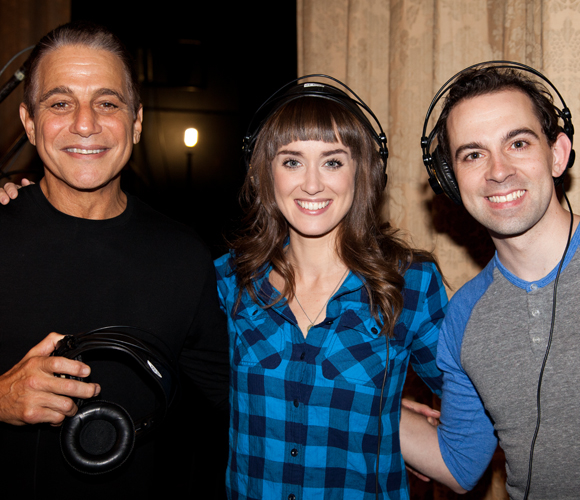 Tony Danza, Brynn O&#39;Malley, and Rob McClure record Honeymoon in Vegas.